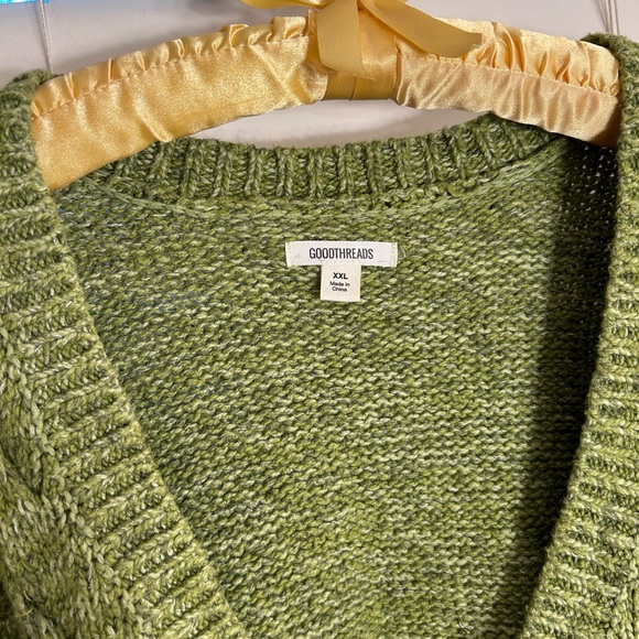 𝅺GOODTHREADS Woman’s Cable knit Cardigan Sweater Green XXL runs small - Picture 3 of 6